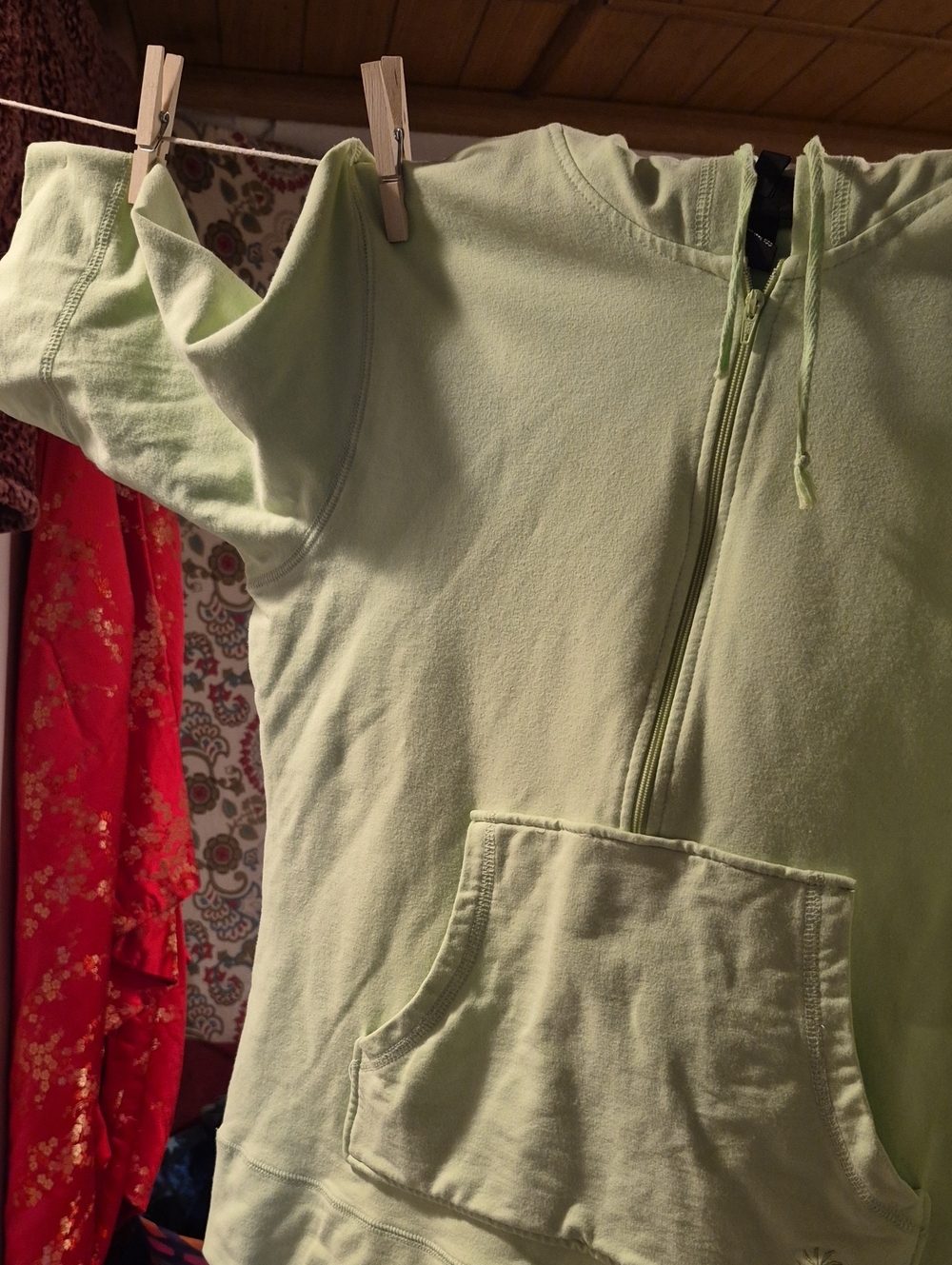 Womens ATHLETA Short-Sleeve Half-Zip Hoodie - Light Green